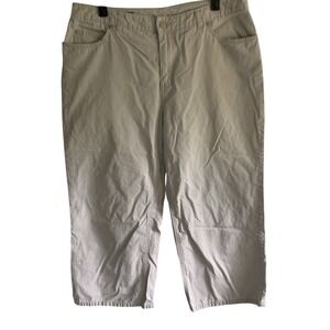 Lands End Preppy Khaki Capri Pants Womens 12 Petite Flat Front Casual Cotton